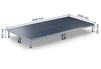 4 m x 2 m Mobiel podium EBM850/2, 405 mm hoog, 4 x modules, 850 kg max. belasting 