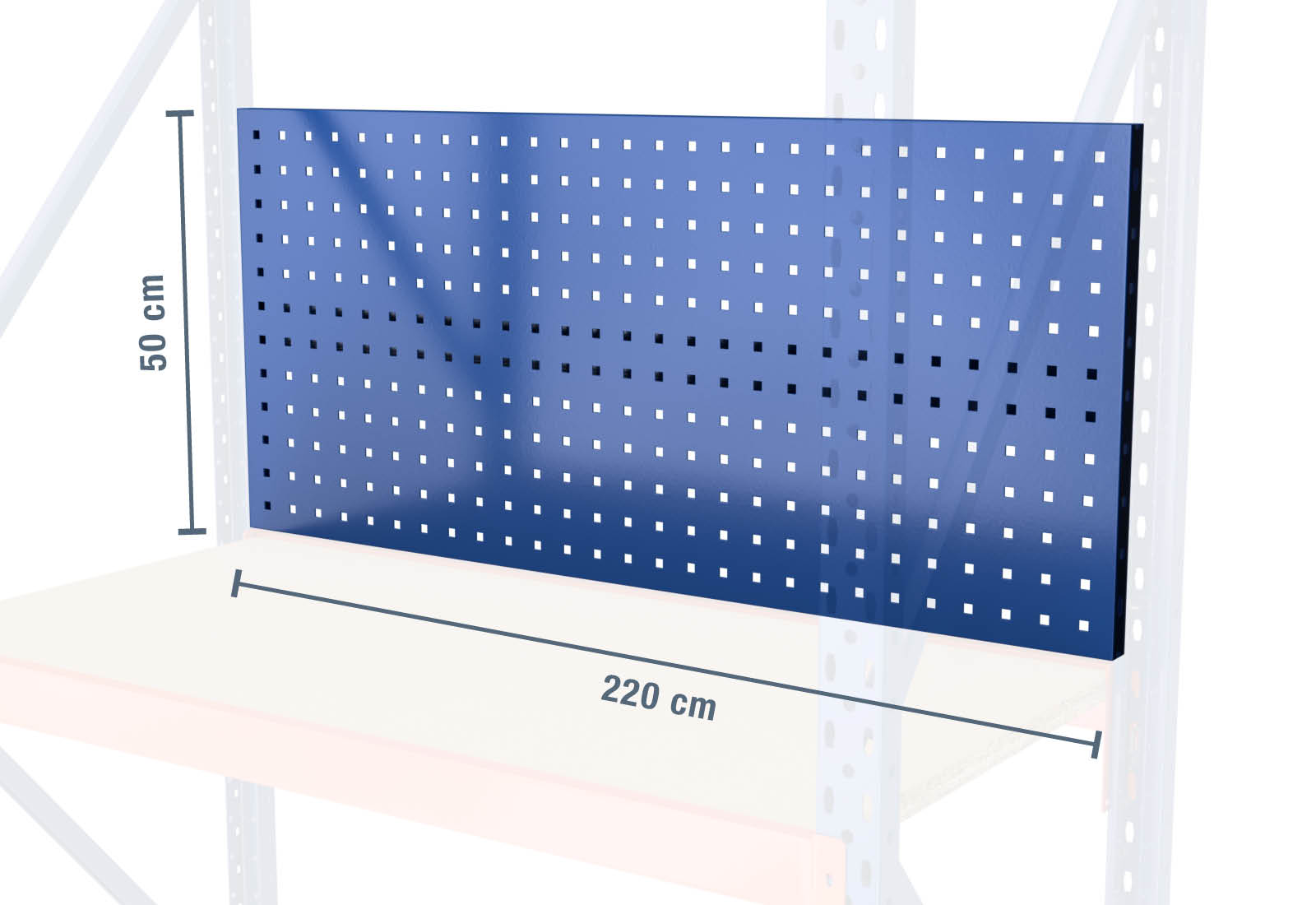 Panel Perforado Rack 220 cm paroi perforée pour rack de stockage LR2000 / hauteur 500 mm ...