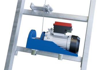 Dachdeckeraufzug / Dachlastaufzug DDA200/12 inkl. Herabfallschutz, Max. Belastung 200 kg, Schienenlänge 12 m, SolidHub 